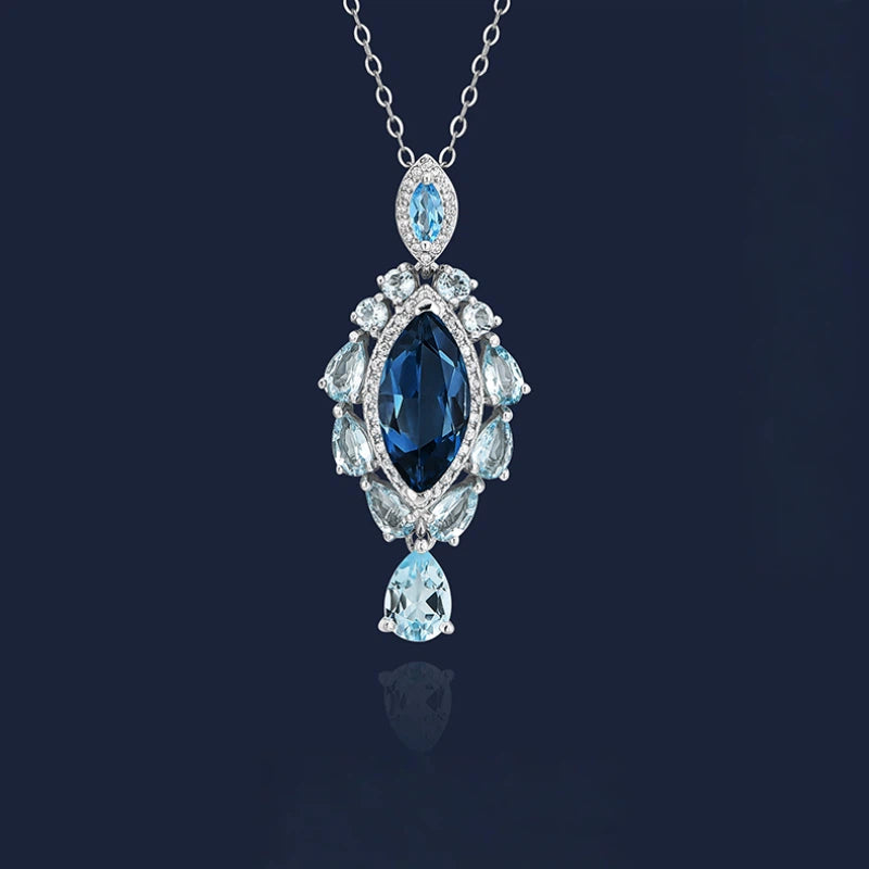 London Blue Topaz Necklace Women's Style S925 Silver