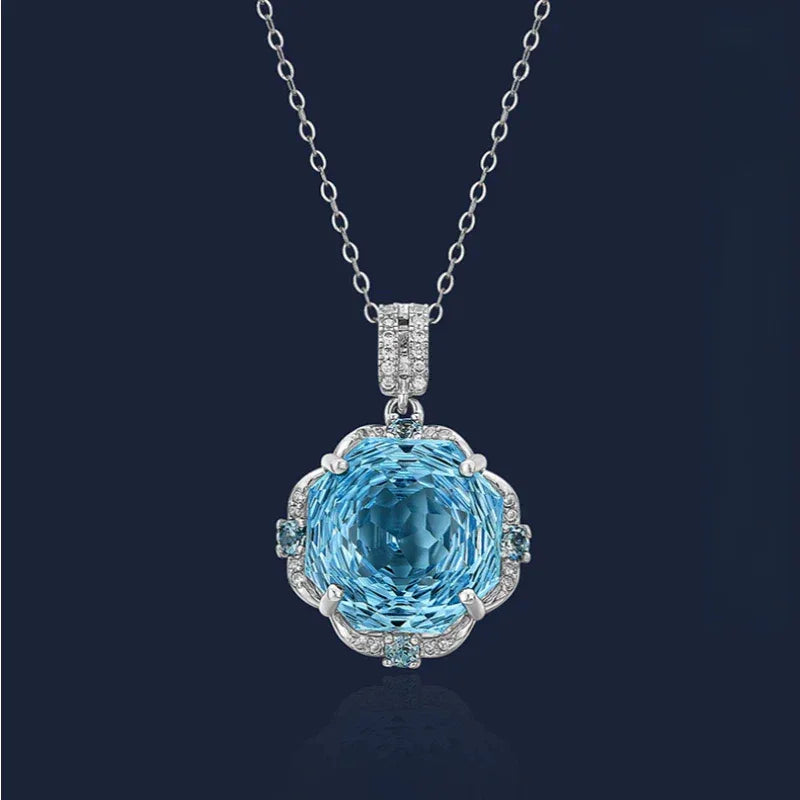 Rose-Cut Natural Topaz Necklace S925 Silver Women's Style - OOAKB