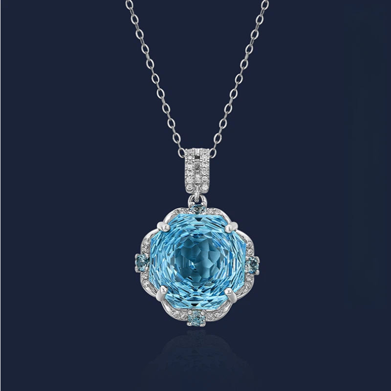 Rose-Cut Natural Topaz Necklace S925 Silver Women's Style