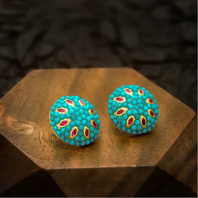 Turquoise Millet Bead S925 Silver Earrings - OOAKB