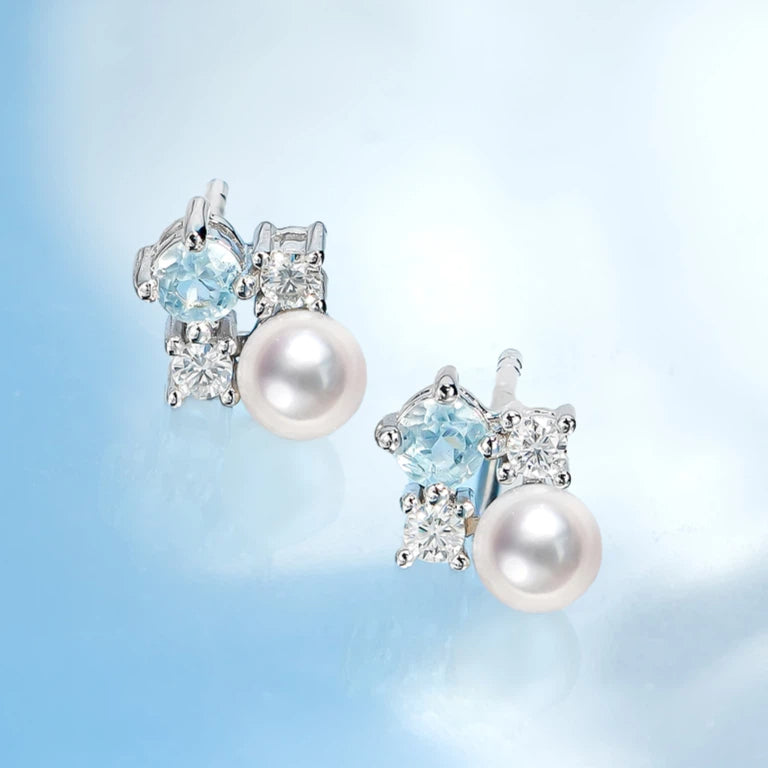 Topaz S925 Silver Saltwater Pearl Earrings