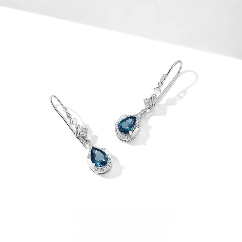 Topaz Teardrop Earrings S925 Silver Women's Style