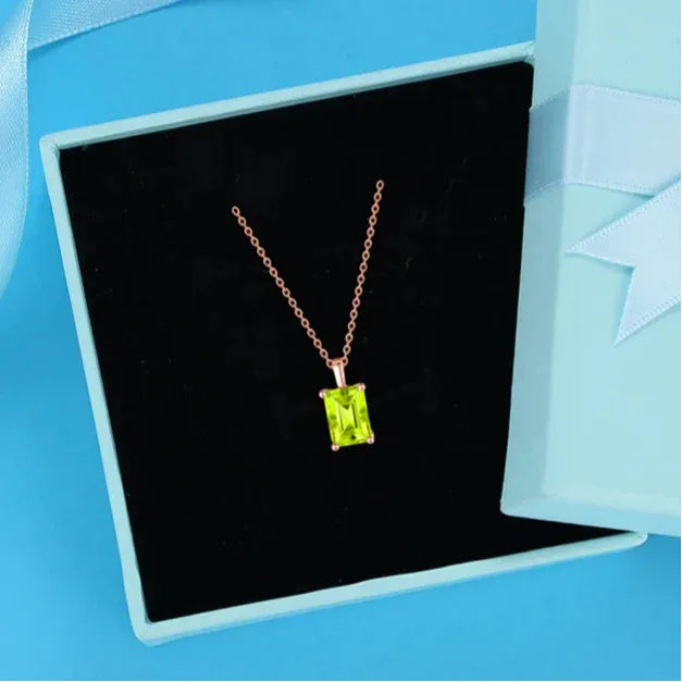 Natural Peridot Square Engravable Luxury Collar Necklace - OOAKB