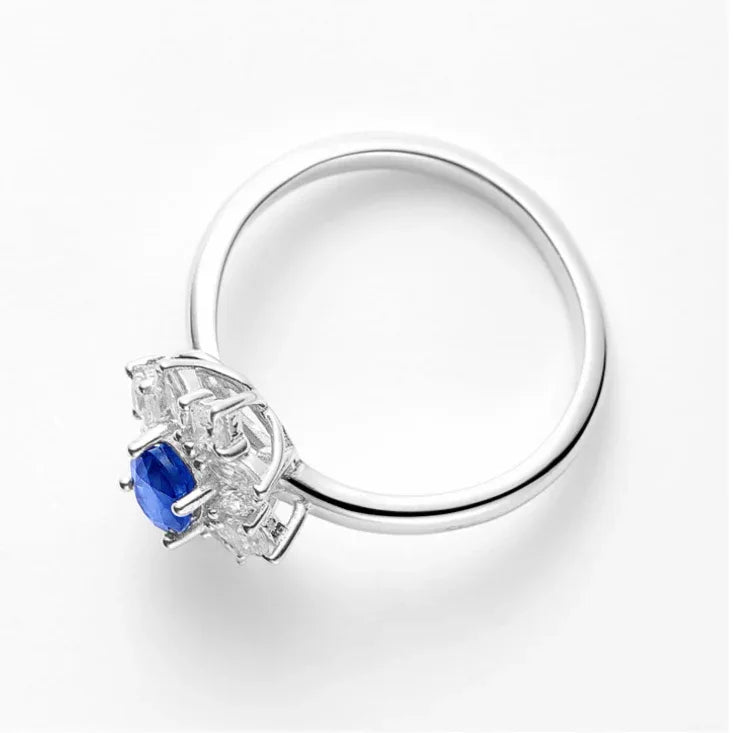 Sapphire S925 Silver Snowflake Shape Ring - OOAKB