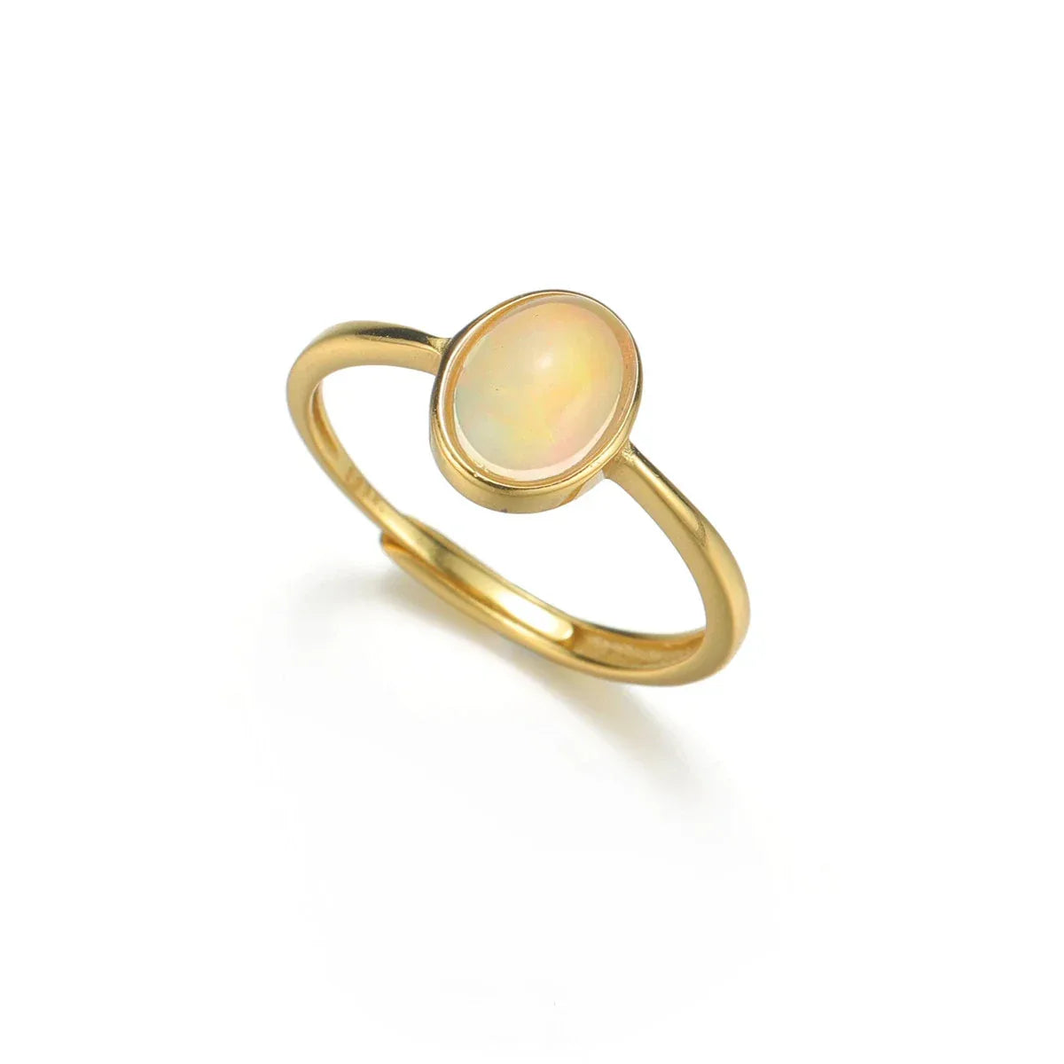 Silver Plated Gold Egg-Shaped Opal Ring - OOAKB