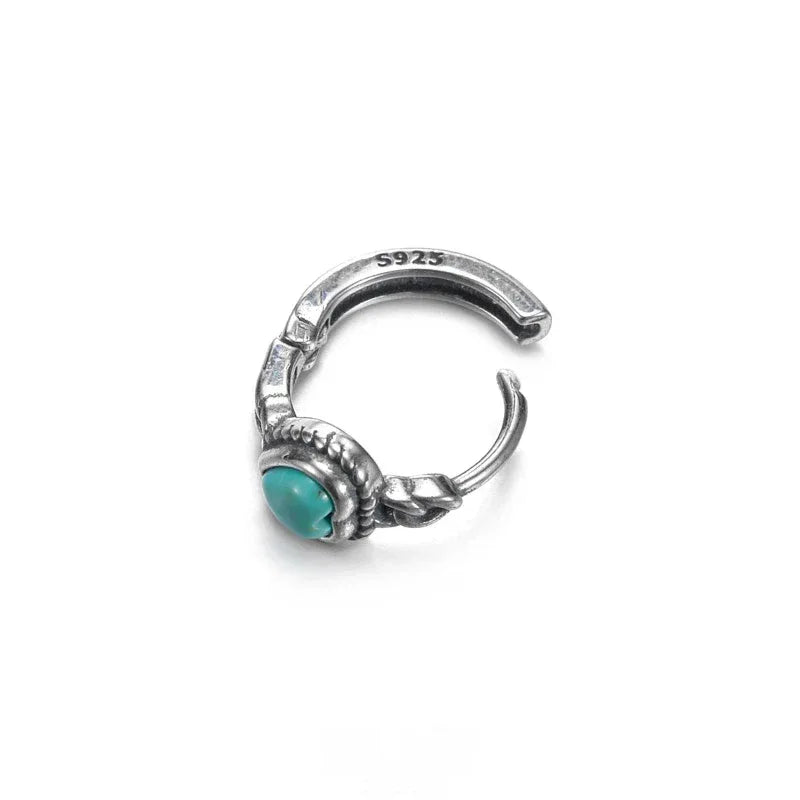 Silver Turquoise Heart Hoop Earrings - OOAKB