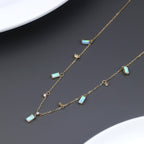 Blue Opal S925 Silver Square Diamond Necklace