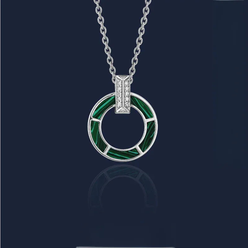 Malachite Round Coin Collar Chain Women's Style - OOAKB