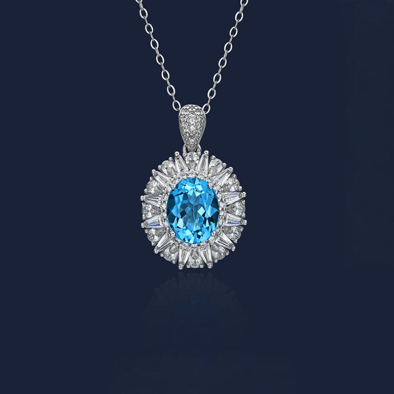 Topaz Collar Necklace Women's Style S925 Silver