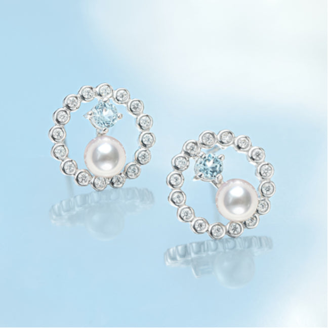 Blue Topaz S925 Silver Saltwater Pearl Earrings