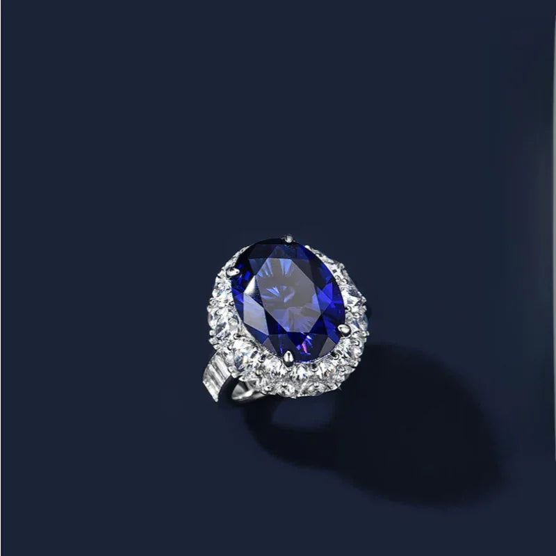 Royal Sapphire Pigeon Egg Ring S925 Silver Women's Style - OOAKB