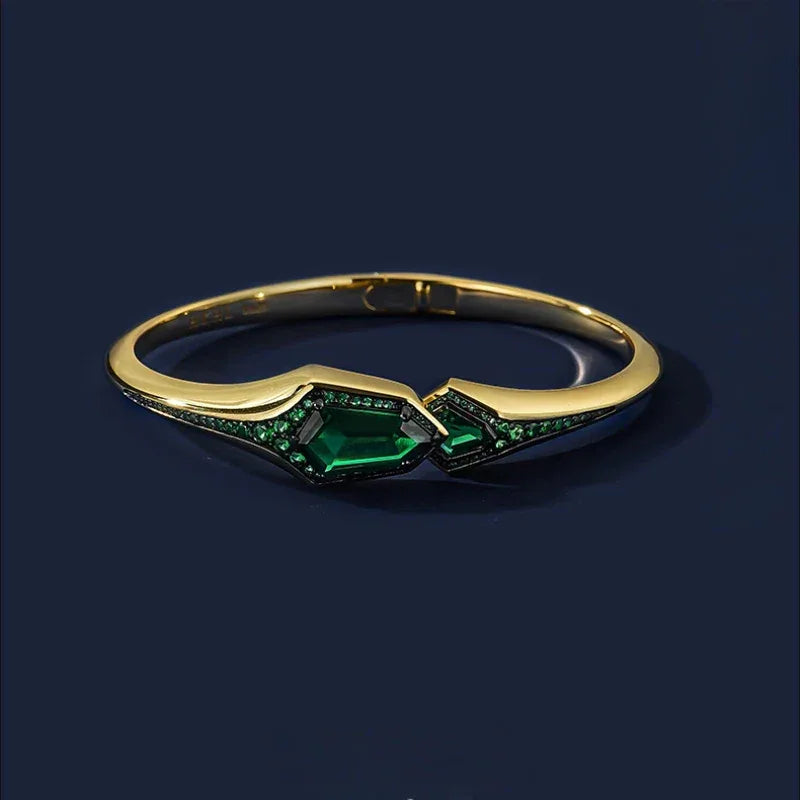 Emerald Adjustable Bracelet Women's Style S925 Silver - OOAKB
