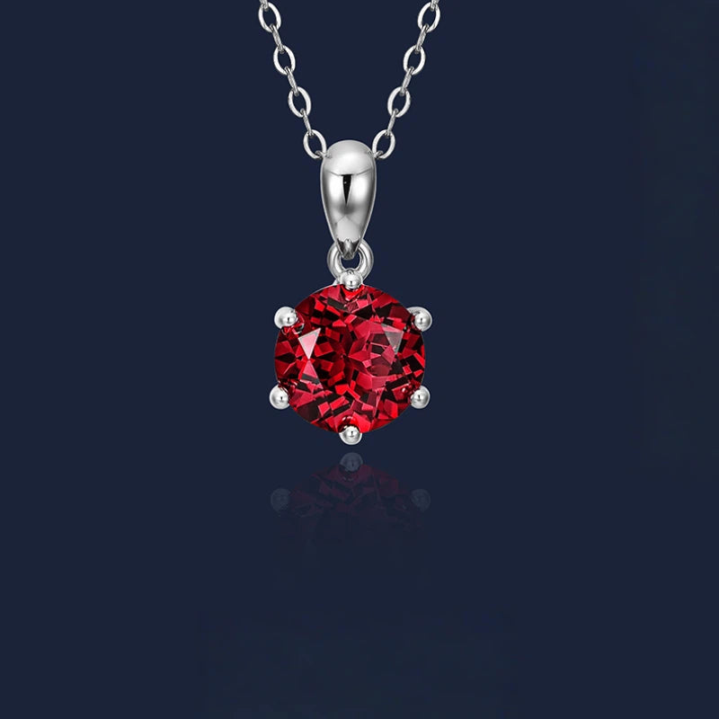 Six-Claw Pigeon Blood Ruby Necklace Women's Style S925 Silver