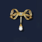 Bowknot Pearl Tassel Brooch S925 Silver