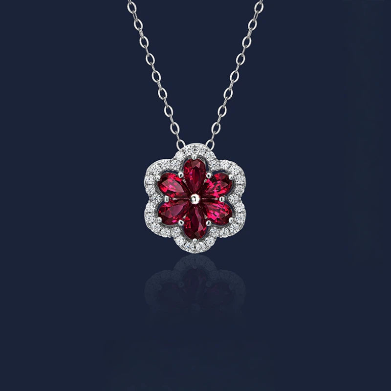 Brilliant Flower Ruby Flower Light Luxury Collar Chain