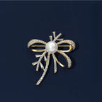 Chanel-style Bowknot Shell Pearl Brooch