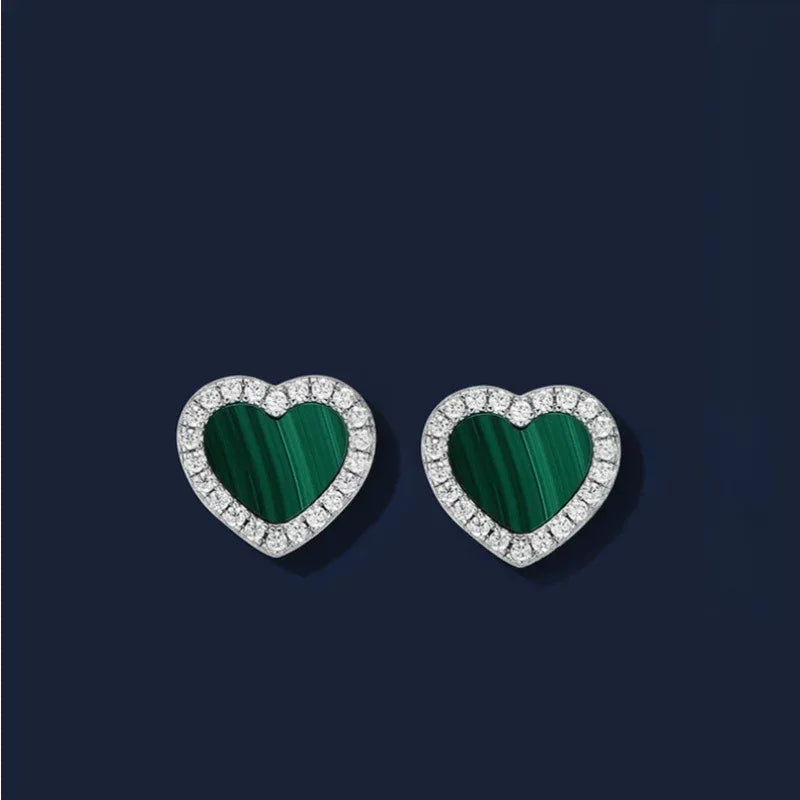 Malachite Heart-shaped Earrings - OOAKB