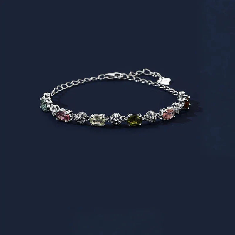 Natural Tourmaline Bracelet S925 Silver - OOAKB