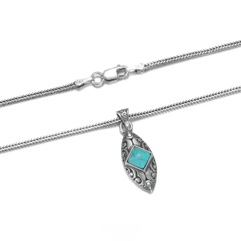 Silver Turquoise Pendant Necklace - OOAKB
