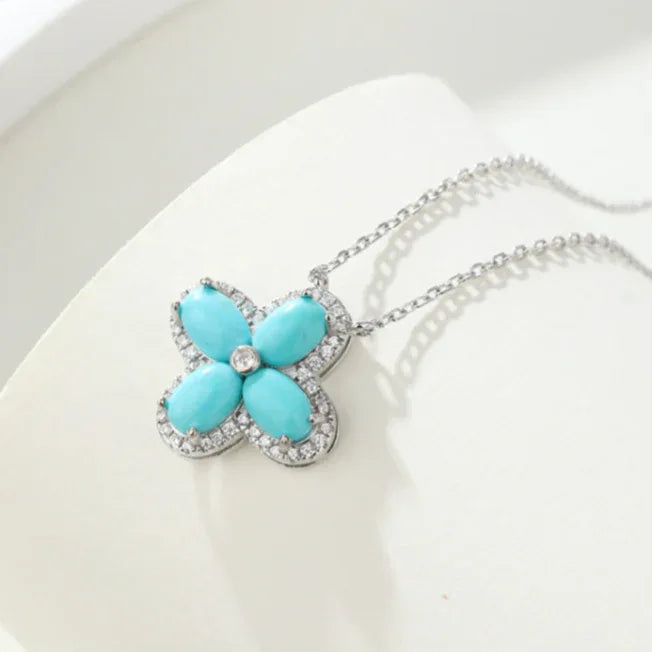 Natural Turquoise Clover Luxury Necklace - OOAKB