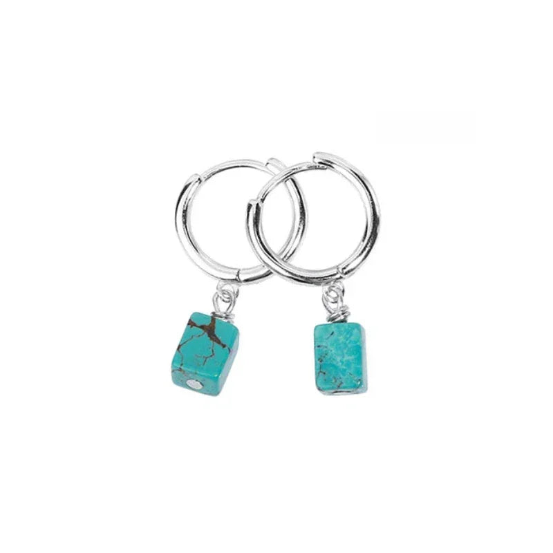 S925 Silver Turquoise Dangle Earrings - OOAKB