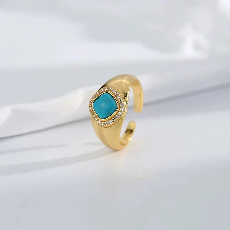 Turquoise Square Open Ring - OOAKB
