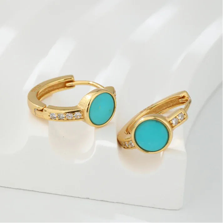 Turquoise Round S925 Silver Ear Cuffs - OOAKB