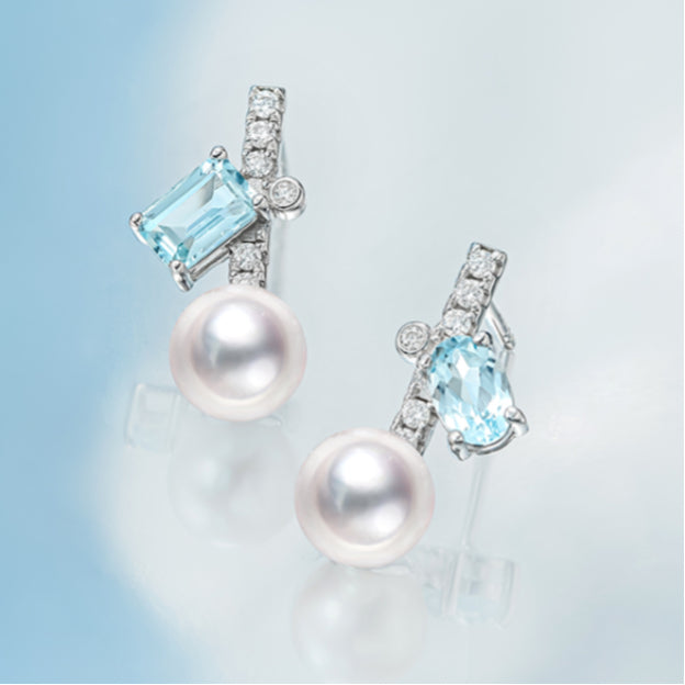 Blue Topaz S925 Silver Saltwater Pearl Earrings