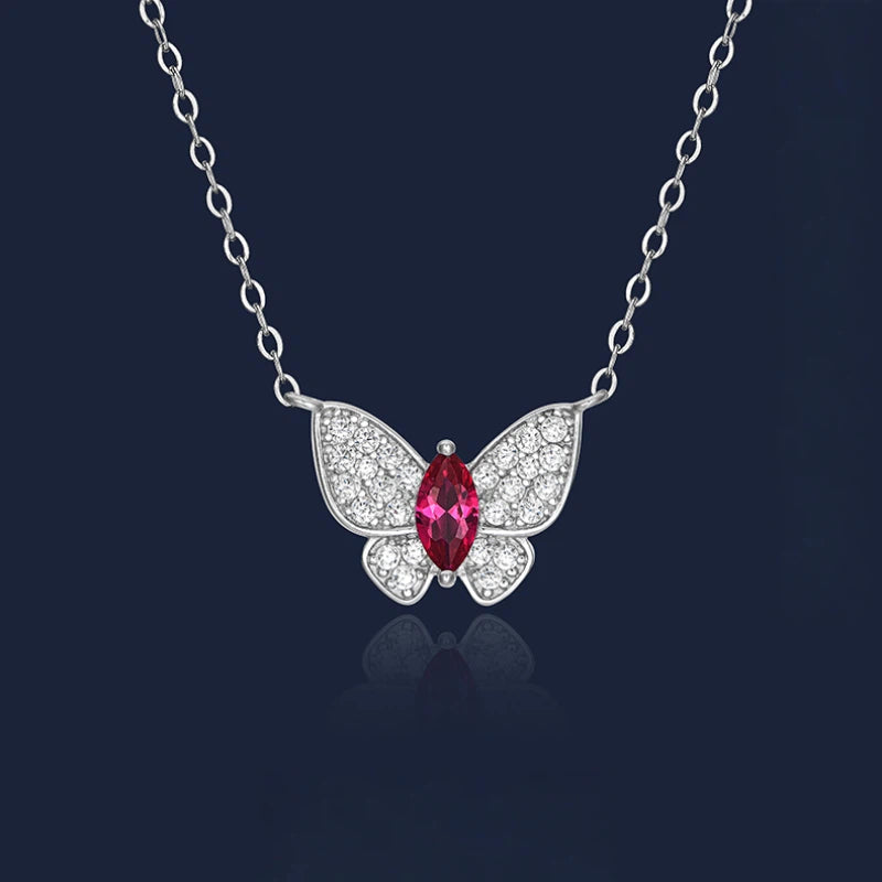 Butterfly Ruby Necklace S925 Silver
