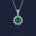 Brilliant Series Four-Claw Emerald Sunflower Necklace