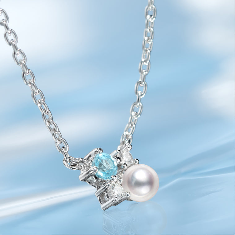 Topaz S925 Silver Saltwater Pearl Necklace