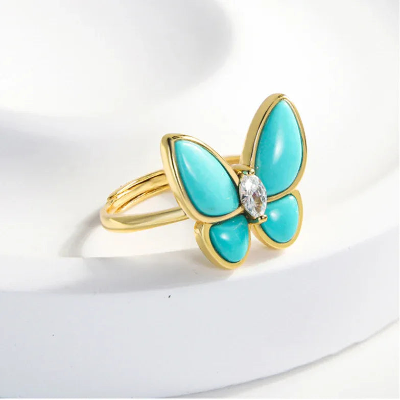 Natural Turquoise Butterfly Ring - OOAKB