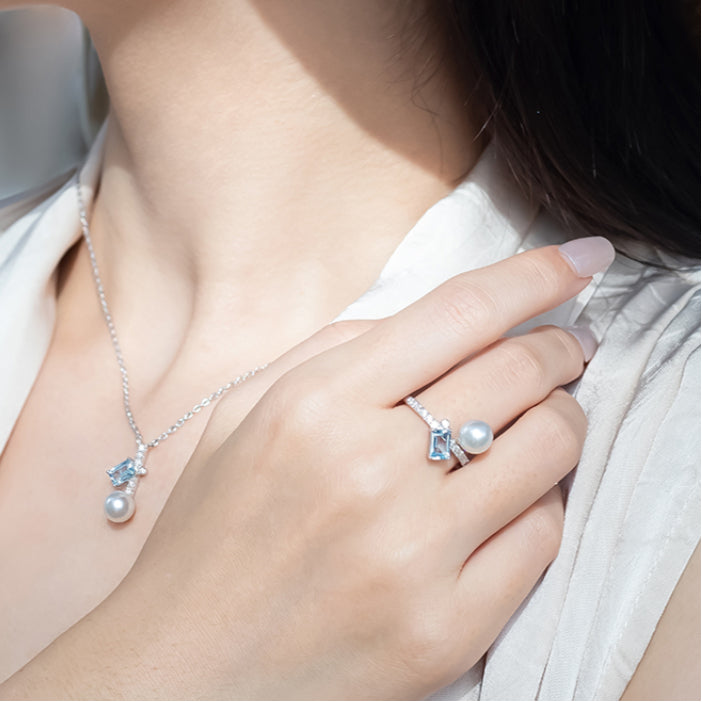 Topaz S925 Silver Saltwater Pearl Necklace