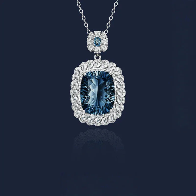 London Blue Natural Topaz Light Luxury Necklace - OOAKB