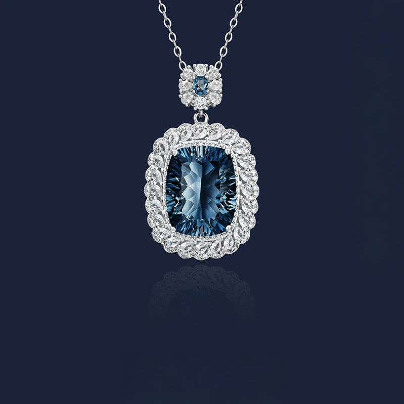 London Blue Natural Topaz Light Luxury Necklace