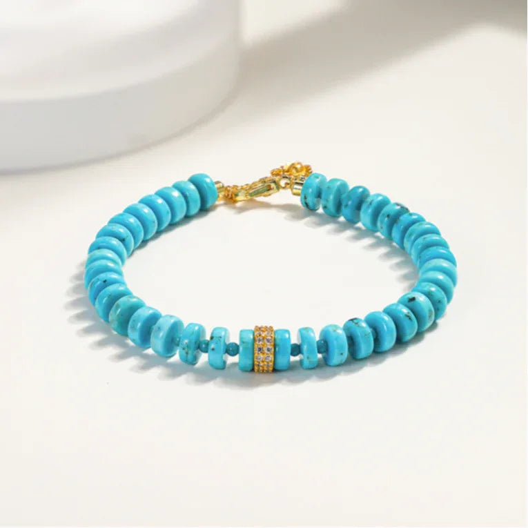Natural Turquoise Straight-Cut Luxury Bracelet - OOAKB