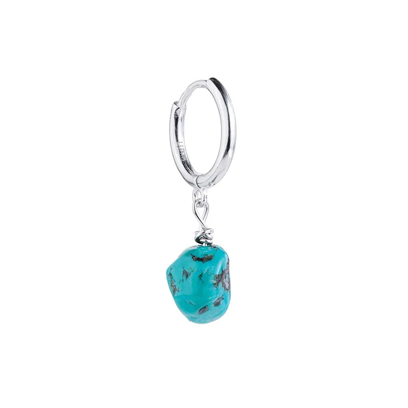 S925 Silver Turquoise Dangle Earrings Unisex - OOAKB