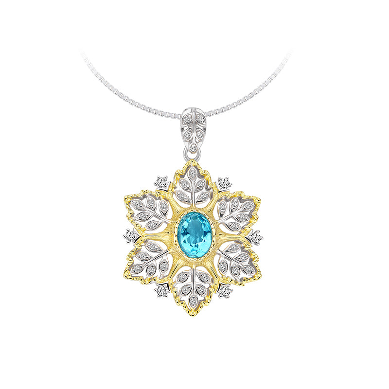 Topaz S925 Silver Snowflake Necklace