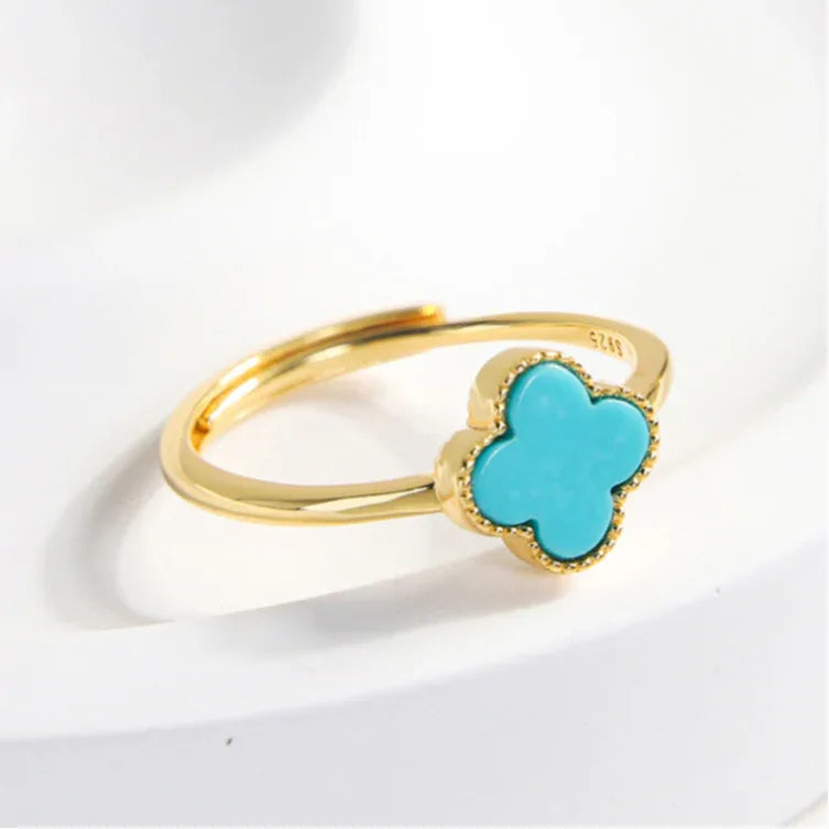 Natural Turquoise Clover Ring - OOAKB