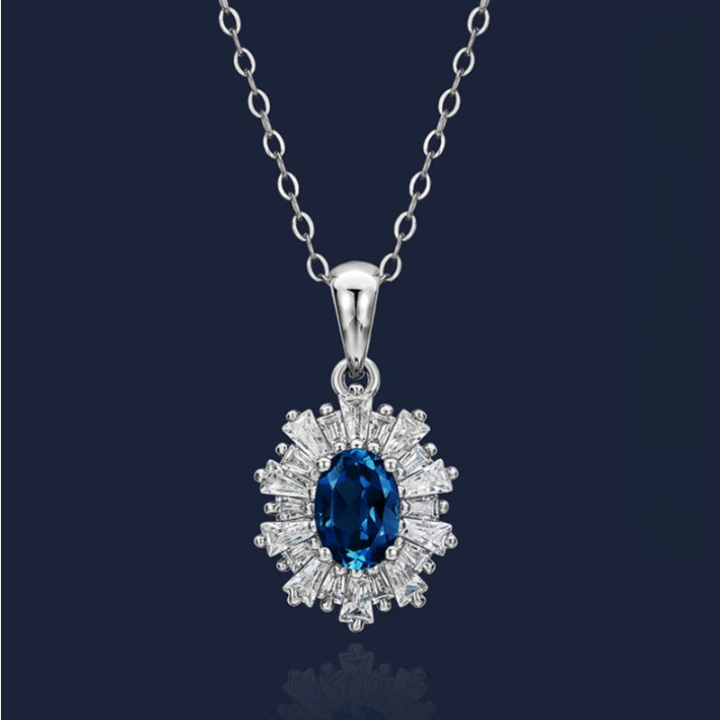 Natural Topaz Snowflake Necklace S925 Silver Women's Style