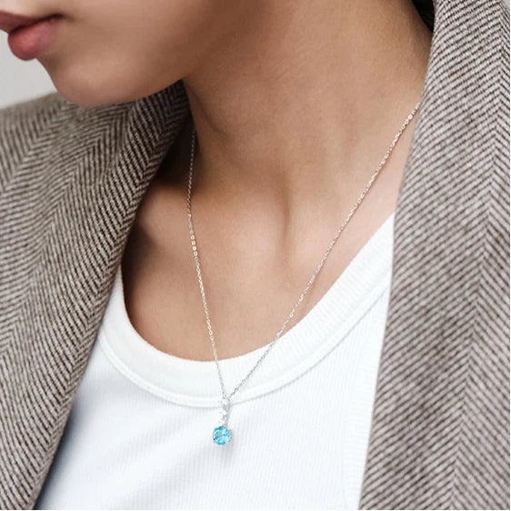 Topaz S925 Rhodium Plated Bubble Necklace