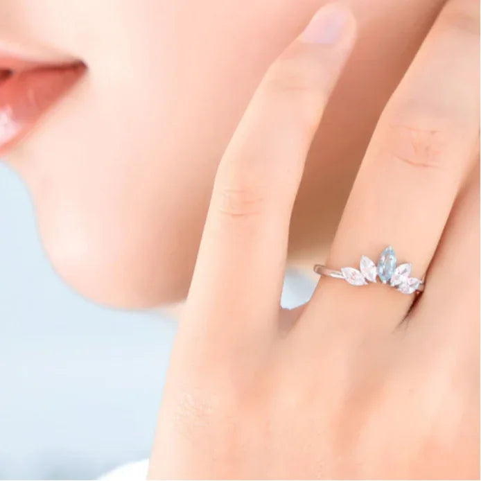 Natural Aquamarine Open Adjustable Ring - OOAKB