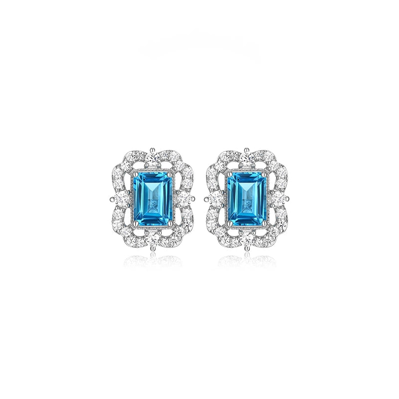 Topaz S925 Rhodium Plated Square Hollow Earrings