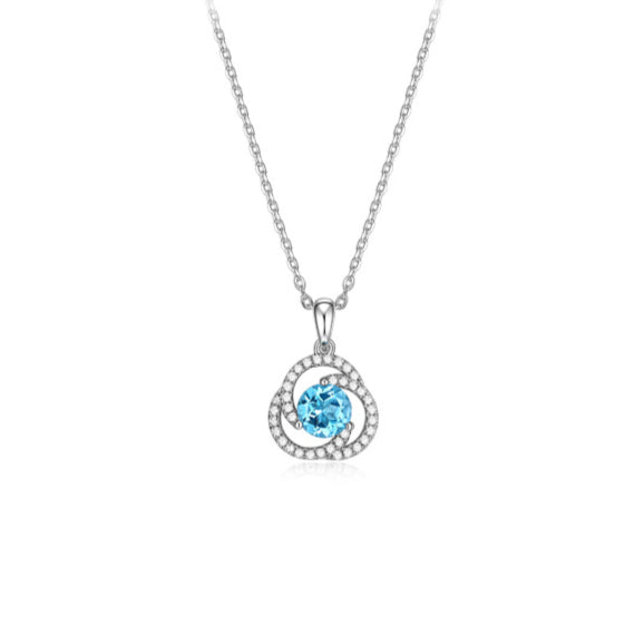 Topaz S925 Rhodium Plated Heart of the Ocean Necklace