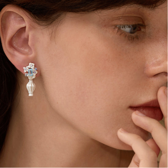 Topaz S925 Silver Detachable Flower Earrings