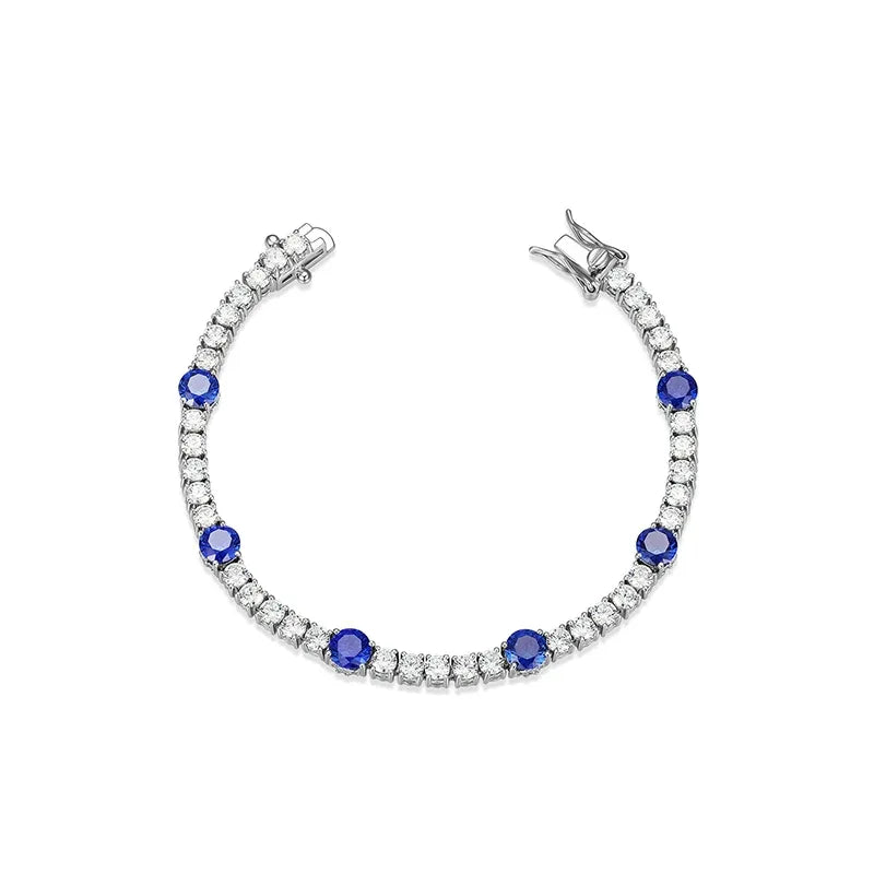 Sapphire S925 Silver Full-Inlaid Bracelet - OOAKB