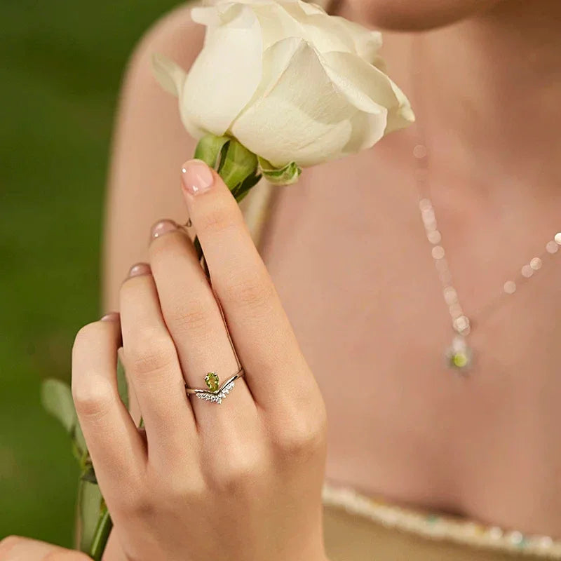 Natural Crown Peridot Open Ring - OOAKB