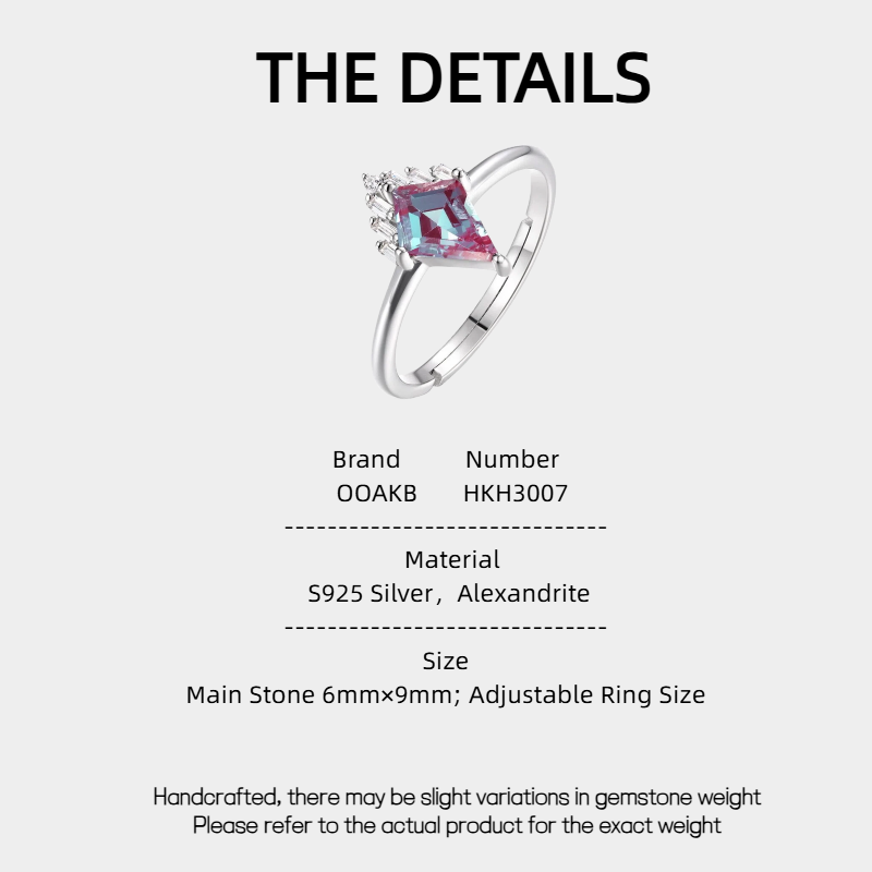 Silver Alexandrite Kite-Shaped Ring