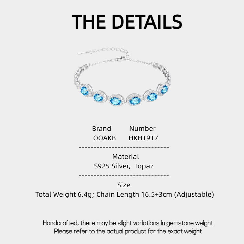 Topaz S925 Silver Elliptical Bracelet