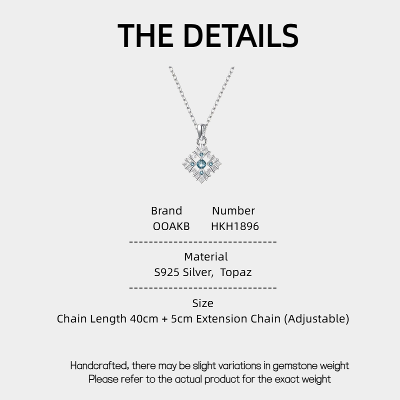 Topaz S925 Silver Snowflake Necklace